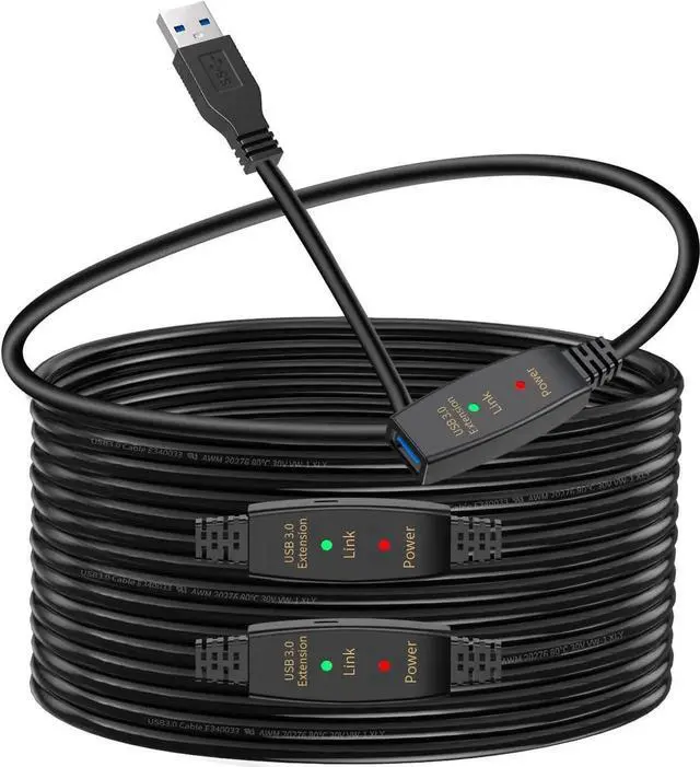 Main image of USB 3.0 Active Extension Cable 16 Feet with 5V Power Cable, USB 3.0 Extender Male to Female Cord with Built-in Signal Booster Chips for Xbox, PS4, USB Printer, Mouse, Keyboard, etc
