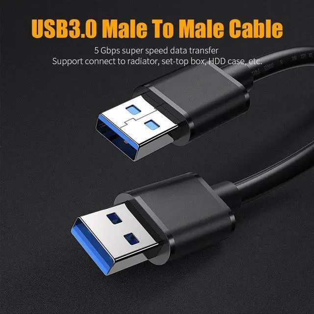 Alt view image 3 of 6 - USB Male to Male Cable [1.6Ft, 3-Pack], Jansicotek USB to USB Cable A to A Male Cable USB Cord with nickelage-plated Connector for Hard Drive Enclosures, Laptop Cooler and More