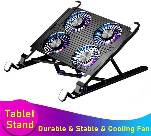 Main image of Laptop Tablet Stand, Foldable Detachable Computer Stand with 4 High-speed Cooling Fan, Ergonomic Adjustable Laptop Tablet Riser Compatible with All Laptop Tablets 11-17.3" Laptop Tablets MacBook Pro