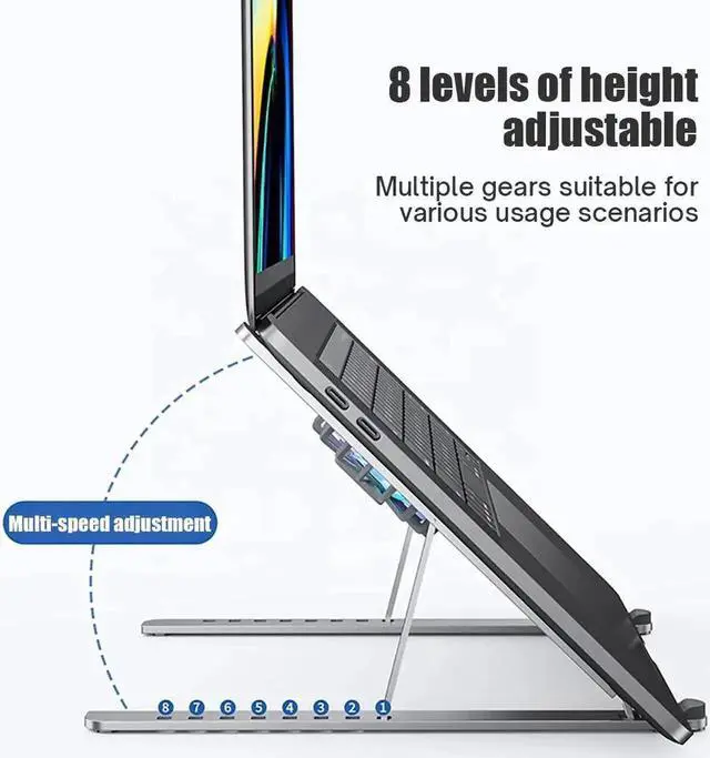 Alt view image 5 of 7 - Adjustable Laptop Tablet Stand for Desk with 2 High-speed Cooling Fan for Laptop Tablet, Ergonomic Foldable Laptop Tablet Riser Stand for All 11-17.3 Inches Tablet or Laptop Notebook