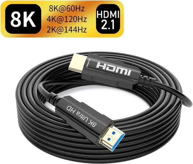 Main image of 33FT 8K Optical Fiber HDMI 2.1 Cable,Jansicotek Support 8K@60Hz 4K@120Hz Dynamic HDR 10, eARC, HDCP2.2, 4:4:4 7680x4320 Resolution, 48Gbps Bandwidth HDMI Fiber Optic Long cable in-Wall
