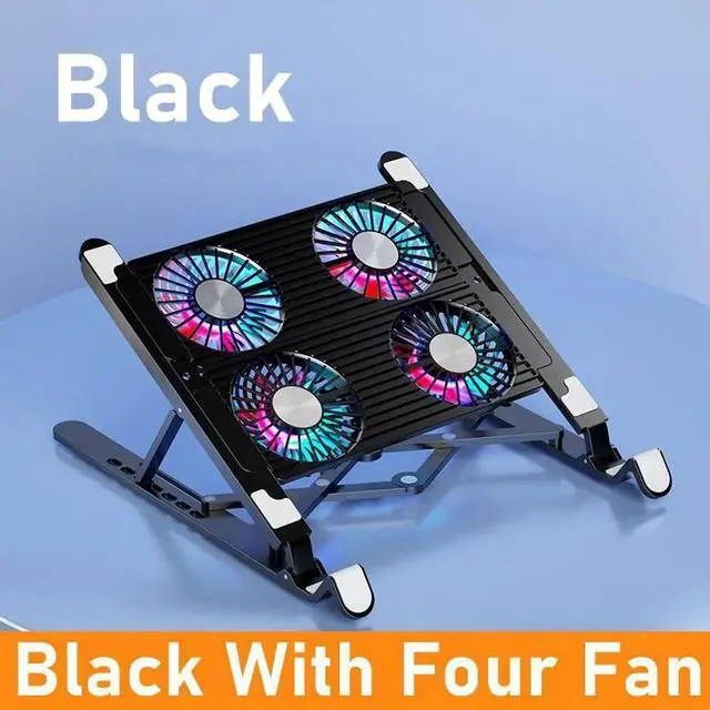 Main image of Adjustable Laptop Tablet Stand with 4 High-speed Cooling Fan, Foldable Computer Riser, Ergonomic Computer Stand for desk,Compatible with All 11-17.3 Inches Tablet or Laptop Notebook, MacBook, Air, Pro