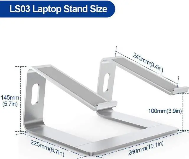 Alt view image 6 of 7 - Laptop Stand, C08LS Adjustable Laptop Stand for Desk, Aluminum Computer Stand, Detachable Laptop Riser Stand Compatible with MacBook Air Pro, Dell, Hp and More 10-16" Laptops-Silver