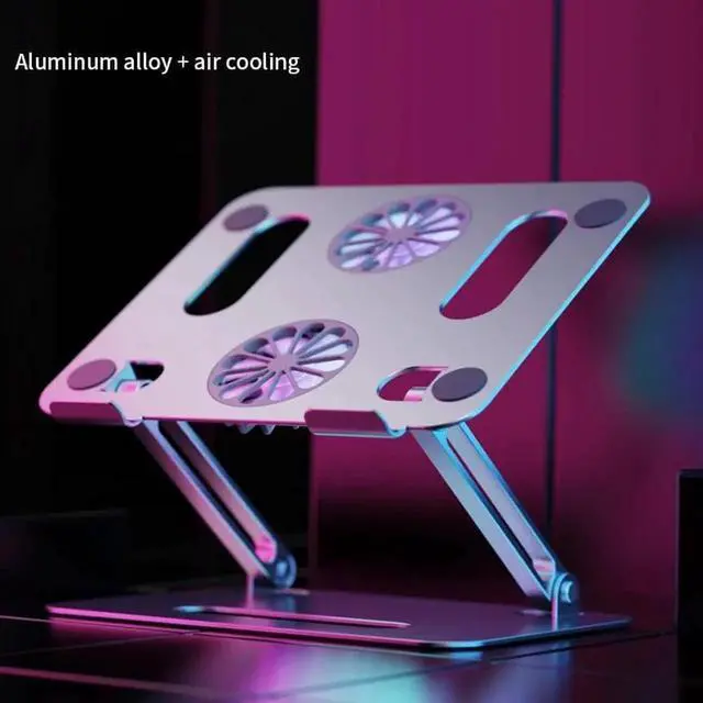 Alt view image 5 of 7 - Aluminum Laptop Tablet Stand with Dual High-speed Cooling Fan, Ergonomics Foldable Ultrabook Tablet Riser, Computer Stand, Adjust Laptop Tablet Holder for MacBook 11-17.3" Laptop Tablets & Notebook
