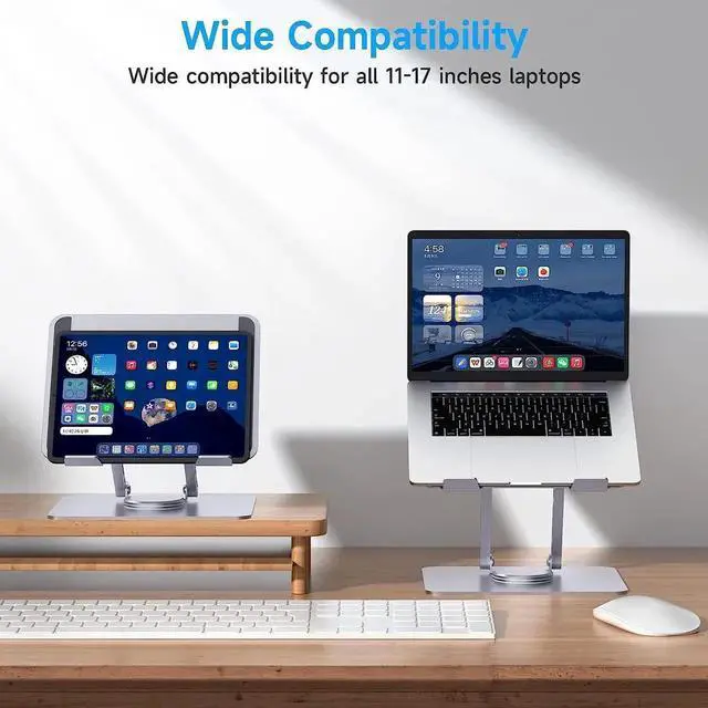 Alt view image 6 of 7 - Aluminum Laptop Stand with 360 Rotating Base- Height Adjustable Laptop Stand for Desk - Ventilated & Ergonomic Laptop Holder - Universal Compatibility for up to 17 inches Notebook Laptops Holder
