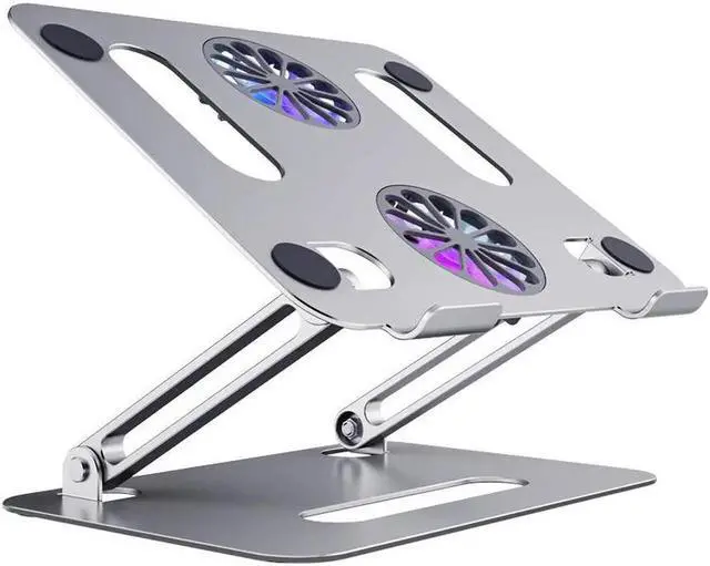 Main image of Aluminum Adjustable Laptop Tablet Stand for Desk with 2 High-speed Cooling Fan for Laptop Tablet, Ergonomic Foldable Laptop Tablet Riser Stand for All 11-17.3 Inches Tablet or Laptop Notebook