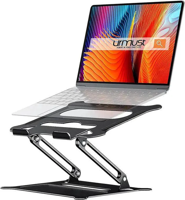 Alt view image 2 of 7 - Adjustable Laptop Stand, Foldable Ergonomic Riser Notebook Computer Holder Stand Compatible with Air, Pro, Dell XPS, HP, Lenovo More 10-17" Laptops, Z19-Black