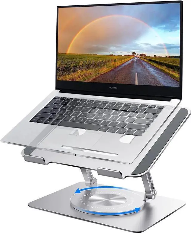 Main image of Laptop Stand, Tablet Stand 360 Degree Rotation Folding Hollow Cooling Aluminum Alloy Desktop Tablet Laptop Holder Stand Holder Silver