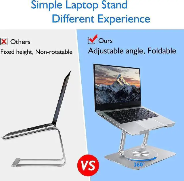 Alt view image 2 of 7 - Laptop Stand with 360-Degree Rotation, Adjustable Laptop Riser for Desk Portable, Foldable Computer Holder for MacBook Air Pro, Dell, HP and Laptops(10-16'')
