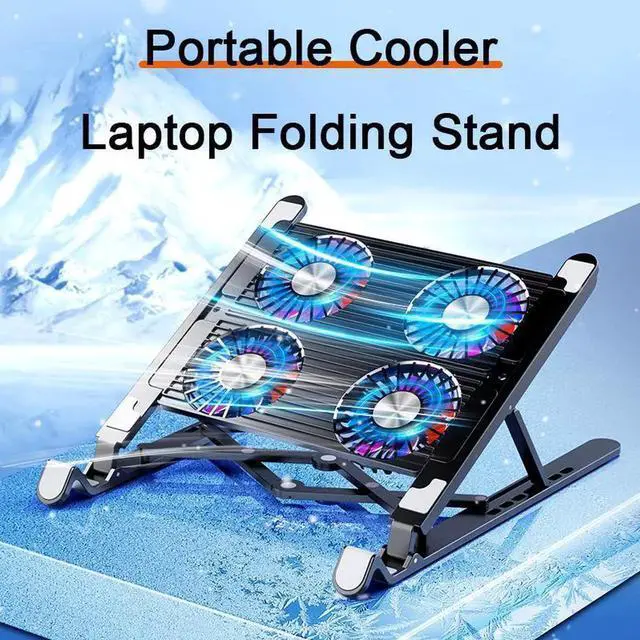 Alt view image 6 of 7 - Laptop Tablet Stand, Ergonomic Foldable Adjustable Computer Stand Laptop Tablet Holder with 4 High-speed Cooling Fan, Compatible with 11-17.3 inches MacBook Pro/Air, Dell, Lenovo, HP, Samsung