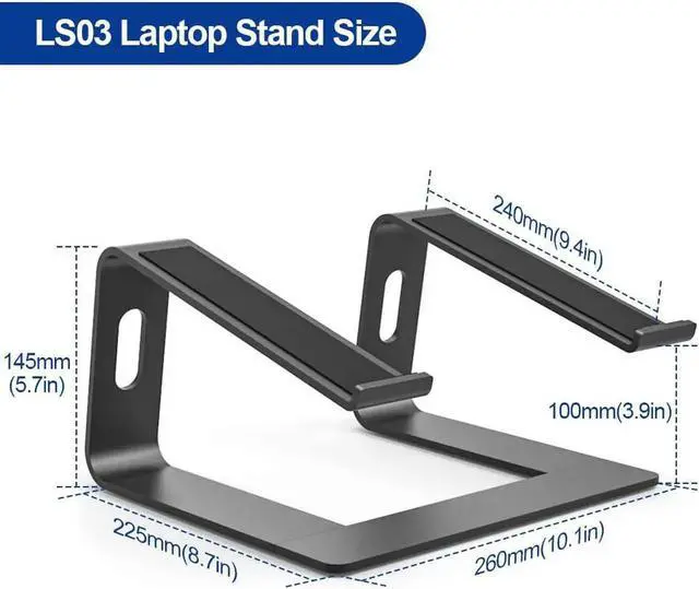 Alt view image 2 of 7 - Laptop Stand, Adjustable Aluminum Ergonomic Detachable Portable Desktop Holder,Compatible with MacBook Air Pro, Dell XPS, Lenovo More 10-15.6" Laptops & Tablet, Black