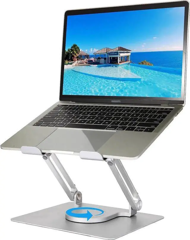 Main image of Laptop Stand with 360 Rotating Base for Desk, Metal Computer Riser, Heavy Stable PC Holder, Ergonomic Laptops Elevator for 10 to 17 Inches Notebook Computer tablet, Silver