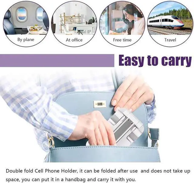 Alt view image 4 of 7 - Cell Phone Stand, Angle Height Adjustable Phone Stand for Desk, Foldable Cell Phone Holder, Cradle, Dock, Tablet Stand, Case Friendly Compatible with All 4-12.9Inches Phone/iPad/Kindle/Tablet,T9 Whit