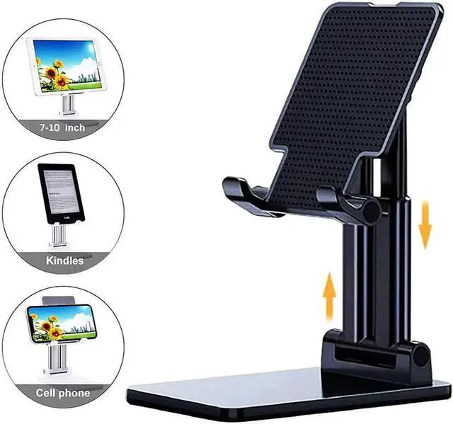 Main image of Cell Phone Desk Mount Stand Tablet Stand and Holders Adjustable for iPad, iPhone, Samsung, Asus and More 4.7-13 inch Devices, Good for Bed, Kitchen, Office (Black)
