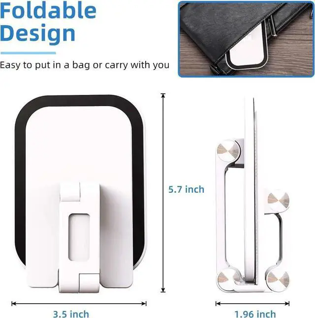 Alt view image 3 of 7 - Cell Phone Stand, Angle Height Adjustable Phone Stand for Desk, Foldable Cell Phone Holder, Cradle, Dock, Tablet Stand, Case Friendly Compatible with All 4-12.9Inches iPhone,iPad,Tablet, Kindle, Whit