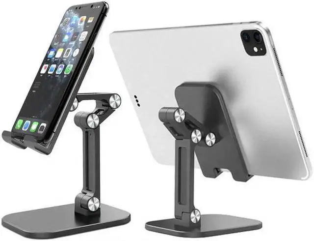 Main image of Desktop Cell Phone Desk Mount Stand Tablet Stand and Holders Adjustable for All Phone, iPad Pro 12.9/11, iPad, iPad Mini Air and More 4-12.9" Tablet (Upgraded, Black)