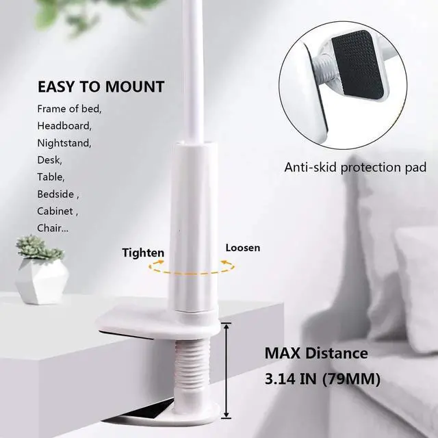 Alt view image 6 of 7 - Gooseneck Tablet Holder,Solid-Grip Phone Holder for Desk,360 Adjustable Universal Gooseneck Lazy Tablet Stand-Fits All Devices Between 4.7-10.5 inches,White