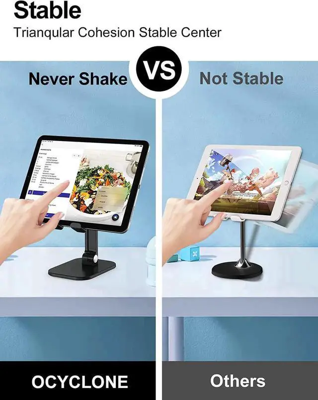 Alt view image 4 of 7 - NEW Desktop Cell Phone Stand,Portable Foldable Cellphone Stand Holder for Office,Adjustable iPhone Stand Compatible with All 4"-12.9" Inches Cell Phone/iPad/Kindle/Tablet - Black