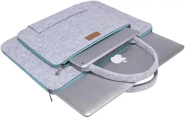 Alt view image 3 of 7 - Laptop Sleeve 10-11.6 Inch Felt Laptop case Notebook Computer Case Carrying Case Bag Pouch with Handle for 10-11.6" Acer / Asus / Dell / Lenovo / HP Grey & Blue