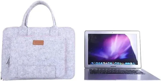 Alt view image 6 of 7 - Laptop Sleeve 10-11.6 Inch Felt Laptop case Notebook Computer Case Carrying Case Bag Pouch with Handle for 10-11.6" Acer / Asus / Dell / Lenovo / HP Grey & Blue