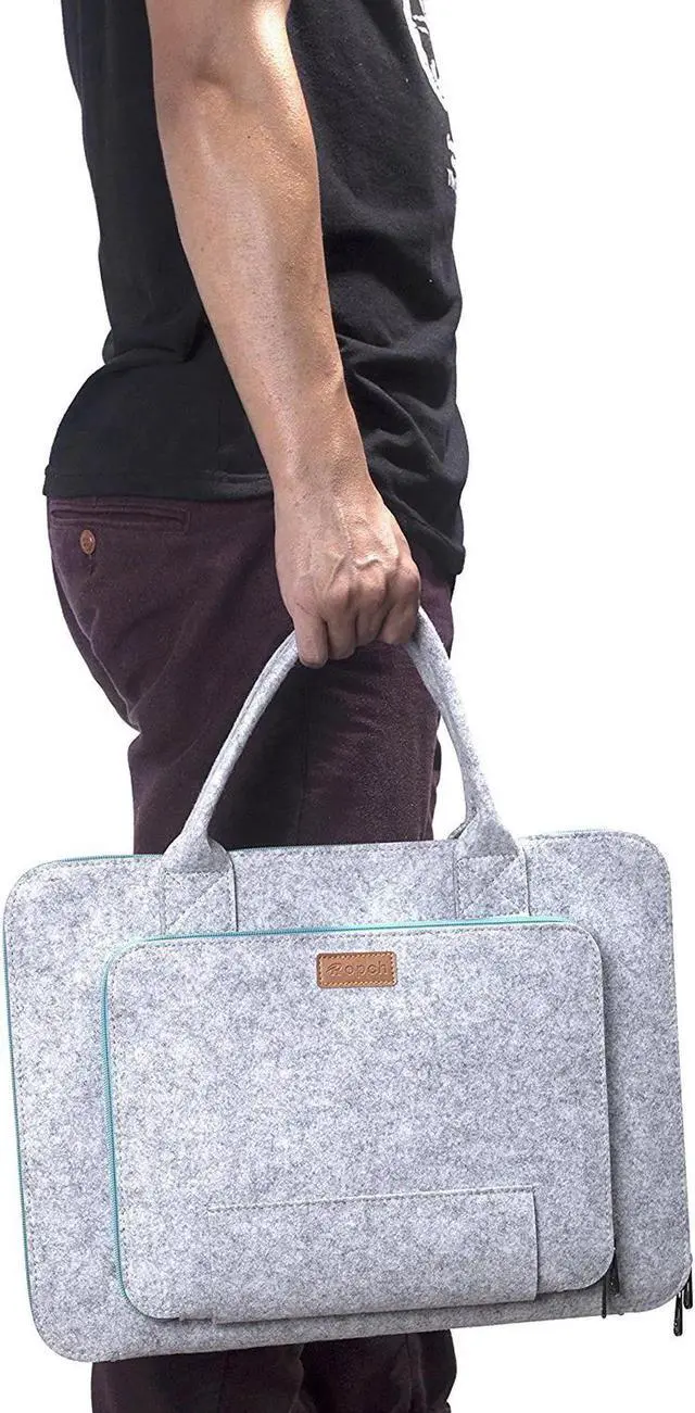 Alt view image 5 of 7 - Laptop Sleeve 10-11.6 Inch Felt Laptop case Notebook Computer Case Carrying Case Bag Pouch with Handle for 10-11.6" Acer / Asus / Dell / Lenovo / HP Grey & Blue