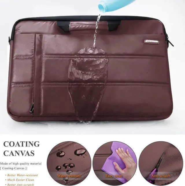 Alt view image 7 of 7 - 13.3 Inch Laptop Handbag, Notebook case Business Laptop Bag Shoulder Bag Work Briefcase Sleeve Case Handbag Fit for 13 - 13.3" Laptop / NoteBook Computer, Brown