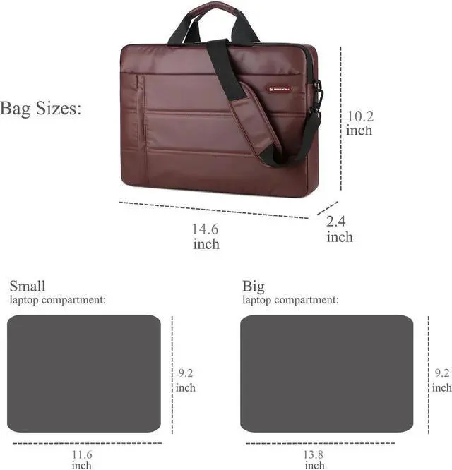 Alt view image 4 of 7 - 13.3 Inch Laptop Handbag, Notebook case Business Laptop Bag Shoulder Bag Work Briefcase Sleeve Case Handbag Fit for 13 - 13.3" Laptop / NoteBook Computer, Brown