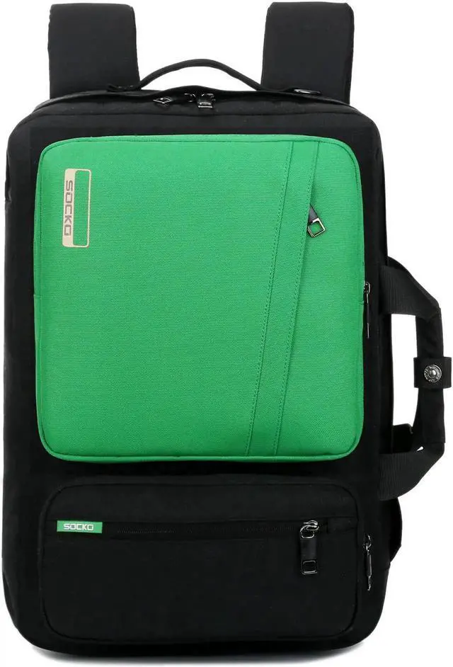 Alt view image 3 of 7 - SOCKO 17 Inch Laptop Backpack with Side Handle and Shoulder Strap for Up to 17 Inches Laptop Notebook Computer,Black+Green