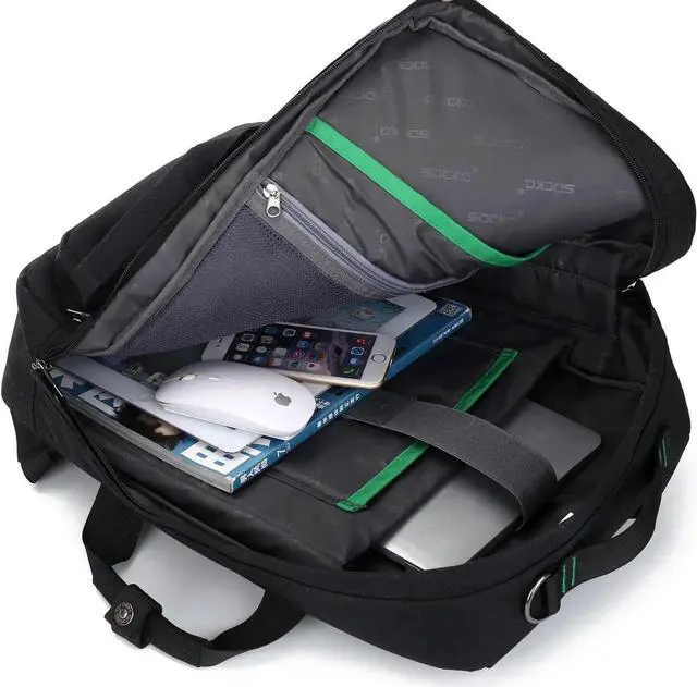 Alt view image 6 of 7 - SOCKO 17 Inch Laptop Backpack with Side Handle and Shoulder Strap for Up to 17 Inches Laptop Notebook Computer,Black+Green