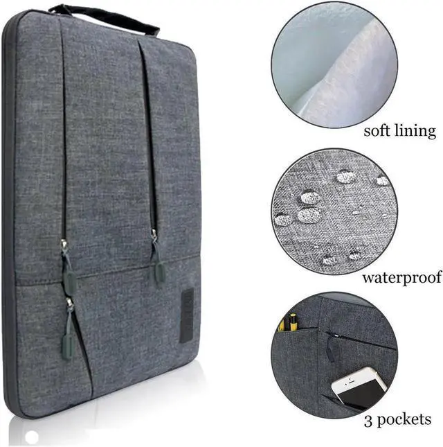 Alt view image 2 of 7 - WIWU Laptop Sleeve For 15-15.6Inch Lpatop Notebook Macbook Air/ Macbook Pro/ Retina Display, 360° Protective Chromebook Tablet Case With Handle And Accessory Storage, Drop-proof (15-15.6Inch, Gray)