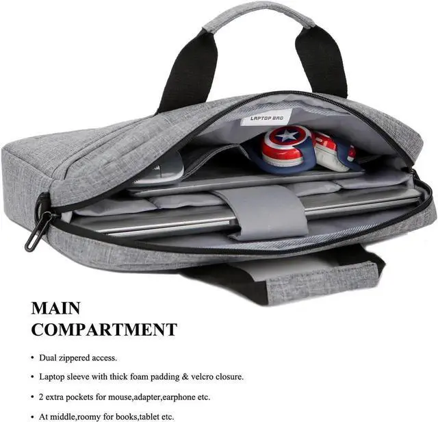 Alt view image 3 of 7 - 13"13.3" 14" 14.6" 15" 15.4" 15.6" Laptop Shoulder Bag Messenger Bag for Macbook Air PRO Retina Laptop / Notebook / MacBook / Ultrabook / Chromebook Computers,(13-13.3 Inch,Gray)