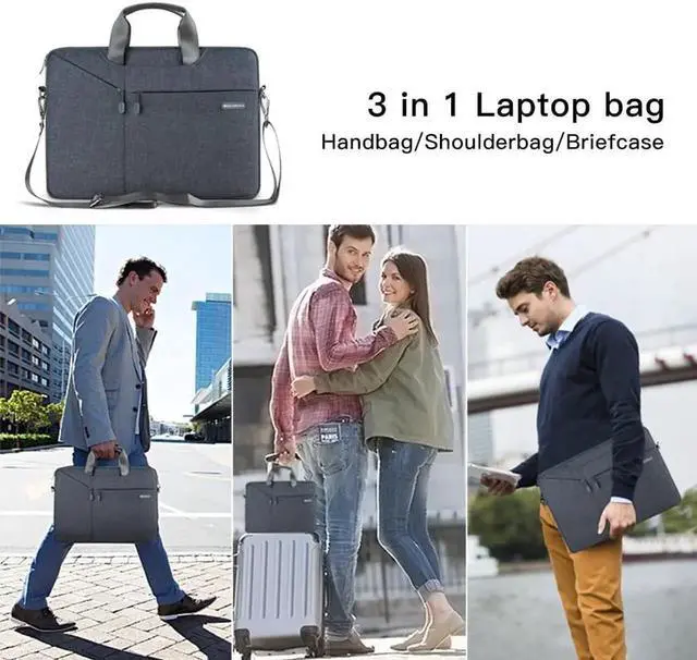 Alt view image 2 of 7 - WIWU 13 / 13.3 Inch Laptop Bag Message Bag with Straps for Men Briefcase Waterproof Laptop Case Laptop Bags Computer Bag Gifts for Men Laptop Sleeve Case Business Travel Bag (13.3 inch, Gray)