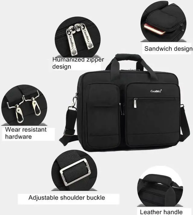 Alt view image 6 of 7 - Large Capacity Laptop Bag Premium Laptop Briefcase Fits Up to 15.6 Inch Laptop Water-Repellent Shoulder Messenger Bag Computer Bag for Travel/Business/School/Men/Women- Gray