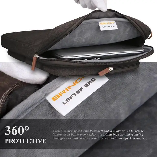 Alt view image 5 of 7 - Laptop Bag, Waterproof Roomy Stylish Laptop Shoulder Messenger Bag Handle Bag Tablet Briefcase with Luggage Strap for 13- 13.3 Inch Laptop MacBook Chromebook Computers, Brown