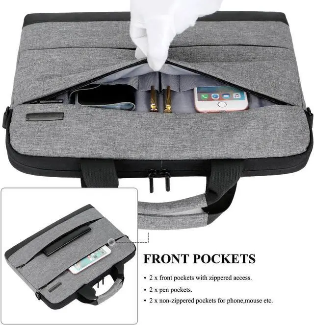 Alt view image 2 of 7 - 13.3 Inch Laptop Computer Shoulder Bag Laptop Messenger Sleeve Notebook Cases for Work / Travel,Fits 13 - 13.3 Inches Laptop / Notebook / MacBook / Ultrabook Computer,Gray