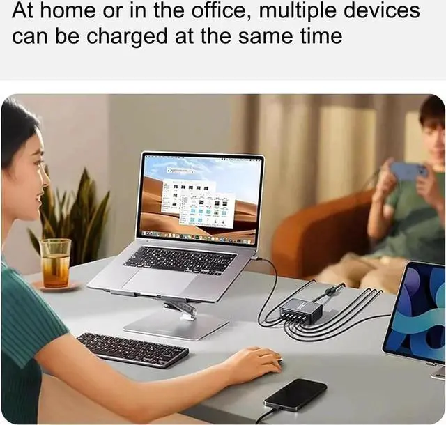 Alt view image 6 of 7 - 320W GaN III Fast Charger 8-Port USB Type C Phone Charger Quick Charge 3.0 Power Adapter, GaN Tech Laptop USB C Power Adapter Block For iPhone 16 15 14 13 Samsung Desk Charger