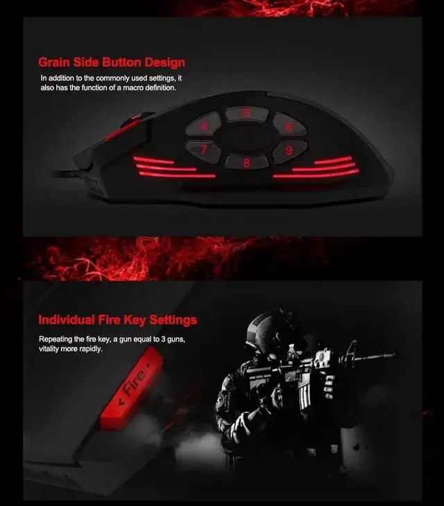 Alt view image 2 of 7 - Zelotes C-12 Wired Gaming Mouse, Optical Wired Computer Mice with 4,000DPI, High Precision, 12 Programmable Mouse Buttons Compatible with Laptop PC, 12 Buttons (Black)