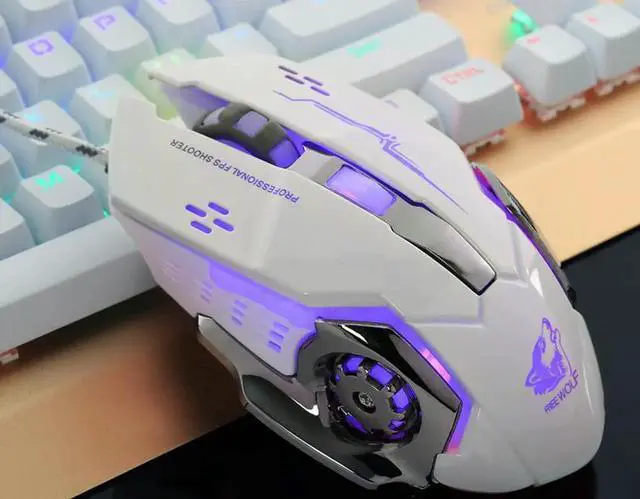 Alt view image 2 of 5 - Wired Gaming Mouse, 4000 DPI Metal Base Gaming Mouse Mice for PC Laptop Cuomputer Macbook Gamer White