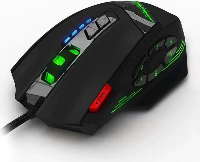 Alt view image 6 of 7 - Zelotes 12 Programmable Buttons MMO Gaming Mouse,8 Adjustable Weights,4000 DPI (Up to 8000DPI by the Software),Multi-Modes LED lights USB Wired Mice for Gamer,PC,Laptop,Computer,Black