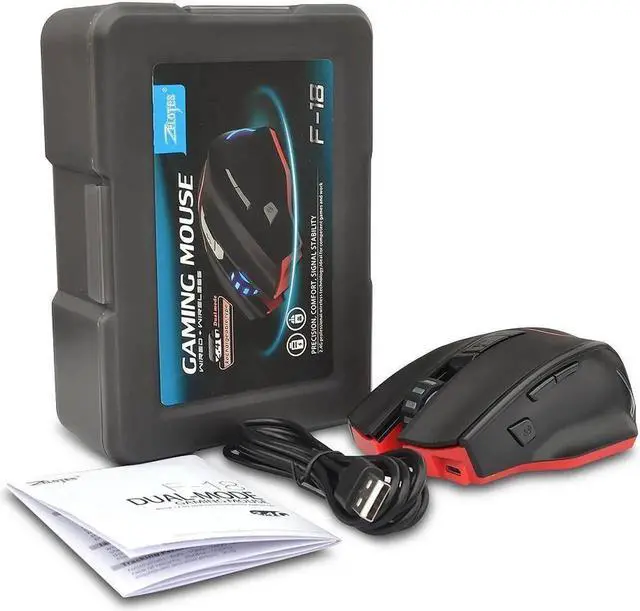 Alt view image 3 of 7 - Zelotes F-18 3200 DPI RGB Wired/Wireless Gaming Mouse RGB Spectrum Backlit Ergonomic Mouse Griffin 7 Buttons with RGB Backlight Modes up to 3200 DPI for Windows PC Gamers (Black)