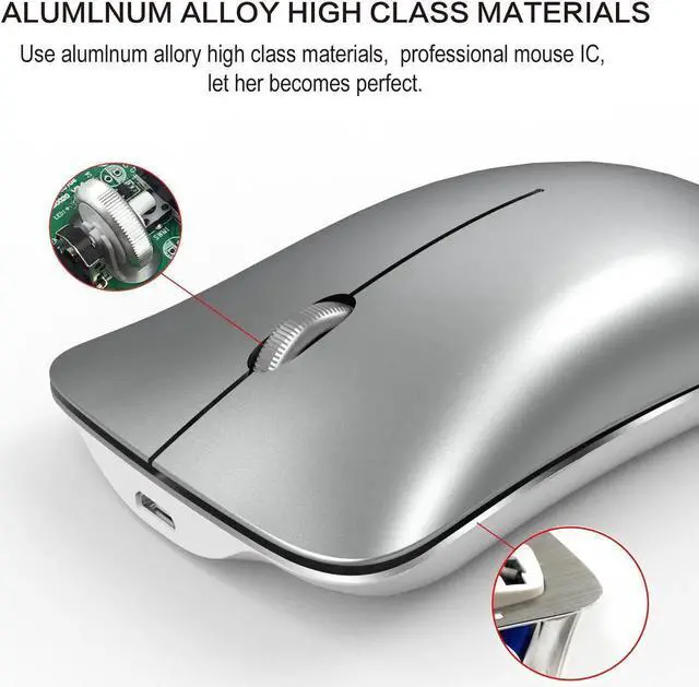 Alt view image 4 of 7 - HXSJ Wireless Gaming Mouse, Unique Silent Click, Bluetooth + 2.4 G wireless Mice, 1600DPI for PC Computer Laptop Office - White