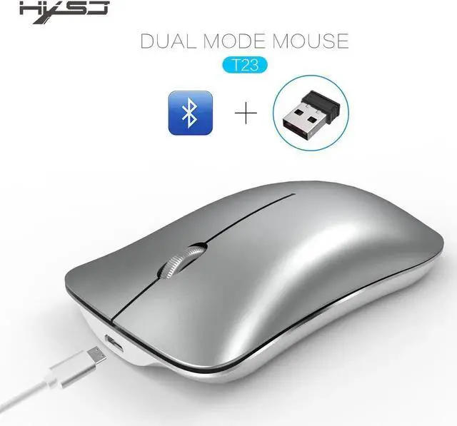 Main image of HXSJ Wireless Gaming Mouse, Unique Silent Click, Bluetooth + 2.4 G wireless Mice, 1600DPI for PC Computer Laptop Office - White