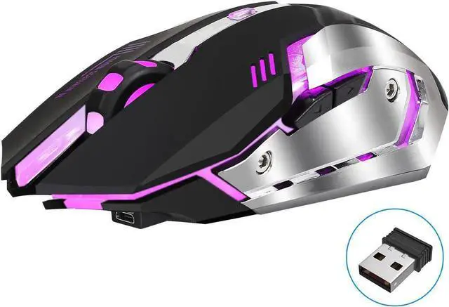 Main image of HXSJ M10 [New Version] Professional Muil-color LED 2400 DPI 7 Buttons USB 2.4G Optical Wireless Gaming Mouse Mice for gamer(Black)