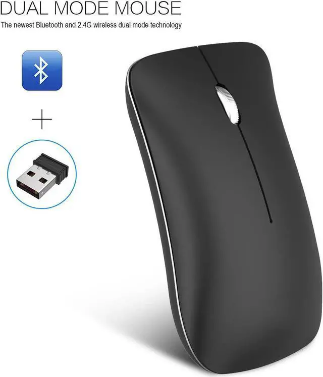 Main image of HXSJ Wireless Gaming Mouse, Silent Click, Bluetooth 4.0 + 2.4G Dual Mode Cordless Computer PC Gaming Mouse Laptop USB Mice, Advanced 1600 DPI Optical Sensor, 3-Button, Ergonomic Grips, Black