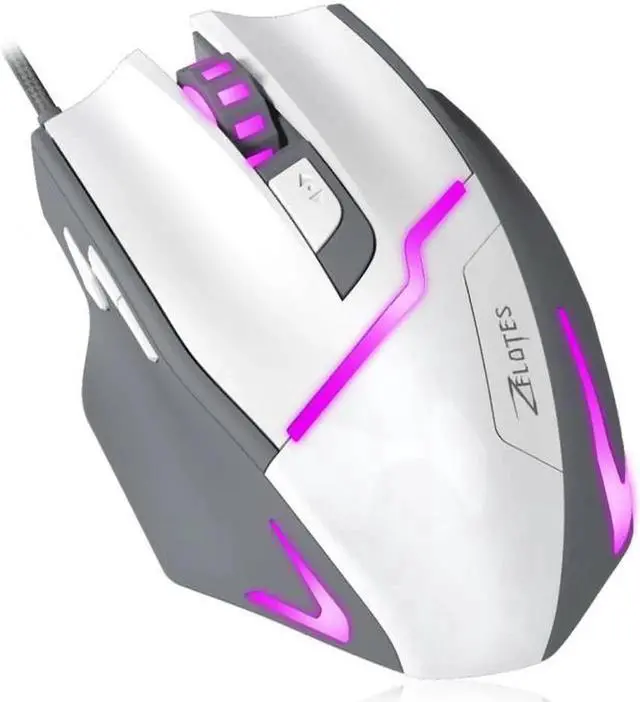 Alt view image 6 of 7 - Professional Game Mouse, 7200DPI 7 Buttons USB Optical Wired Gaming Mouse Gaming Mice Mice with LED Breathe Light for Pro Game Notebook, PC, Laptop, Computer, Macbook White