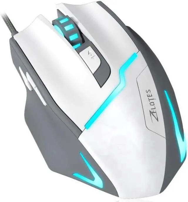 Alt view image 2 of 7 - Professional Game Mouse, 7200DPI 7 Buttons USB Optical Wired Gaming Mouse Gaming Mice Mice with LED Breathe Light for Pro Game Notebook, PC, Laptop, Computer, Macbook White
