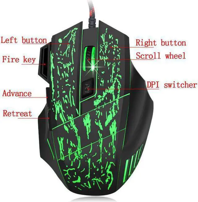 Alt view image 3 of 7 - HXSJ 7 Buttons 5500DPI USB Wired Optical Game Gaming Mouse Light Computer Mouses For PC games