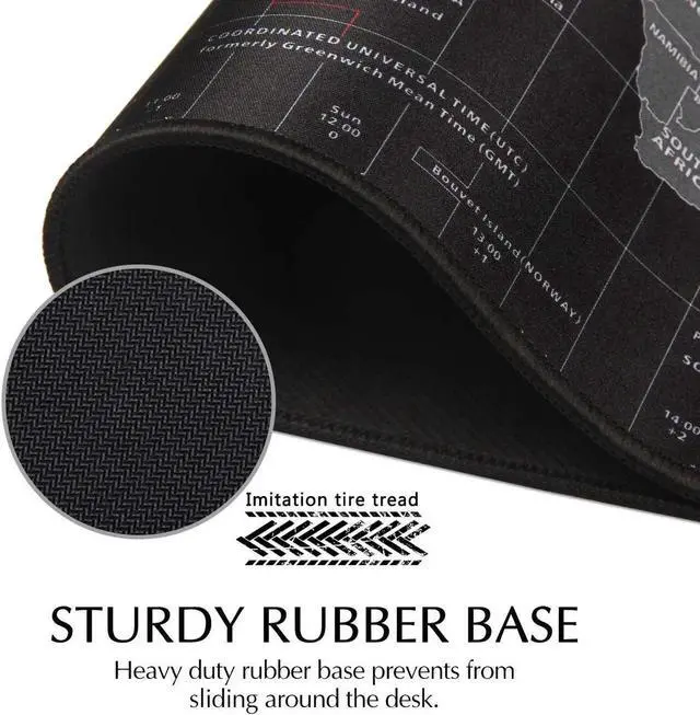 Alt view image 6 of 7 - L 27.56 in * W 11.81 in Extended Large World Map Black Locking Edge Thicken Mouse Pads Mouse Mat Keyboard Mat