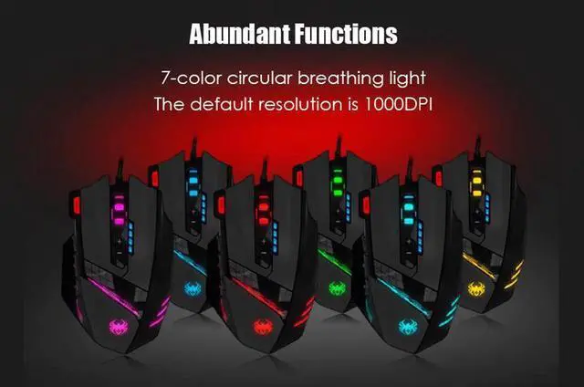 Alt view image 6 of 7 - Zelotes C-12 4000 DPI High-Precision Programmable Laser Gaming Mouse for PC, MMO FPS, 6 Side Buttons, 12 Programmable User Buttons, rgb LED Lighting (Black)