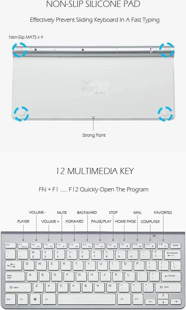 Alt view image 5 of 7 - K1088 Wireless Keyboard and Mouse Combo - Slim Thin Wireless Keyboard Mouse with On/Off Switch on Both Keyboard and Mouse - Black